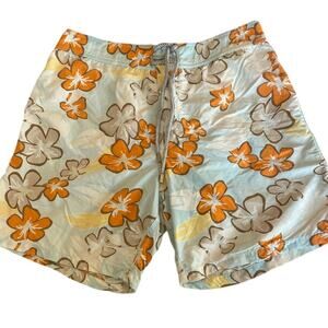 Vilebrequin Swim Shorts Men's Blue Floral Beach Swim Trunks Mesh Lined Size XL